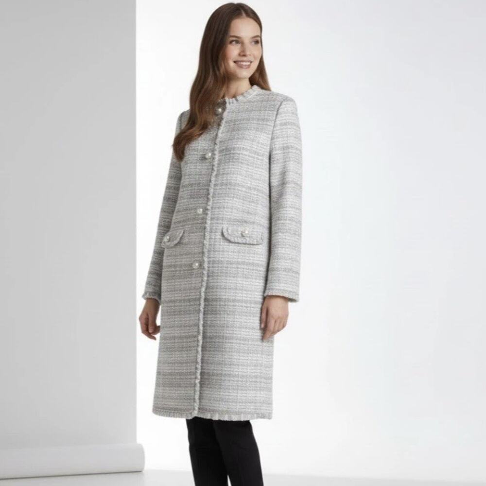 NEW Kate Spade Star Bright Sparkle Tweed in Cream Silver Coat 14 Originally $548